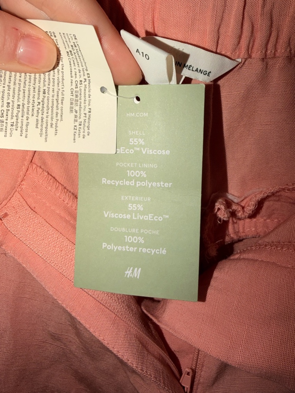 NWT - Linen Blend Flare Pants Coral Pink High Rise Summer Wide Leg - Size 4 - Picture 6 of 8